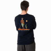 Guys Lacrosse Crewneck Sweatshirt - Slingin Heat In The High Noon (Back Design)