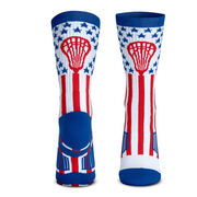 Lacrosse Woven Mid-Calf Socks - American Lax (Red/White/Blue)