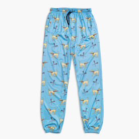 Girls Lacrosse Lounge Pants - Lacrosse Dog with Crossed Sticks