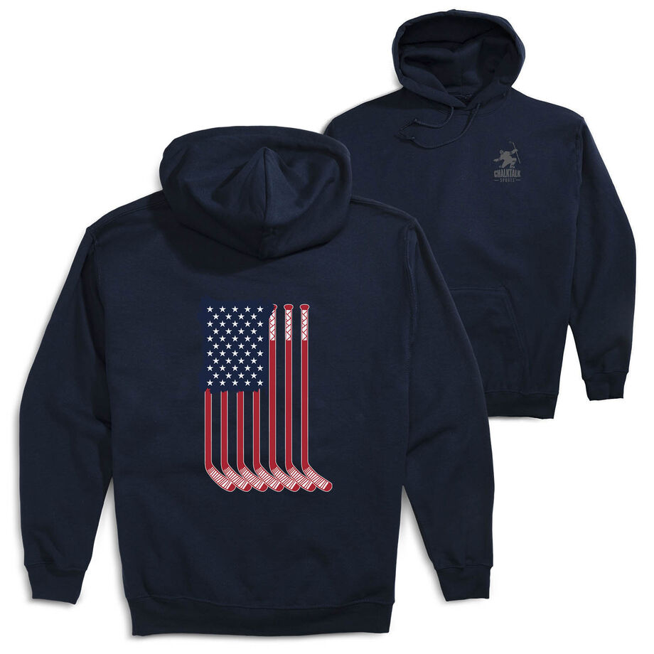 Hockey Hooded Sweatshirt - USA Sticks (Back Design)