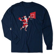 Basketball Tshirt Long Sleeve - Slam Dunk Santa