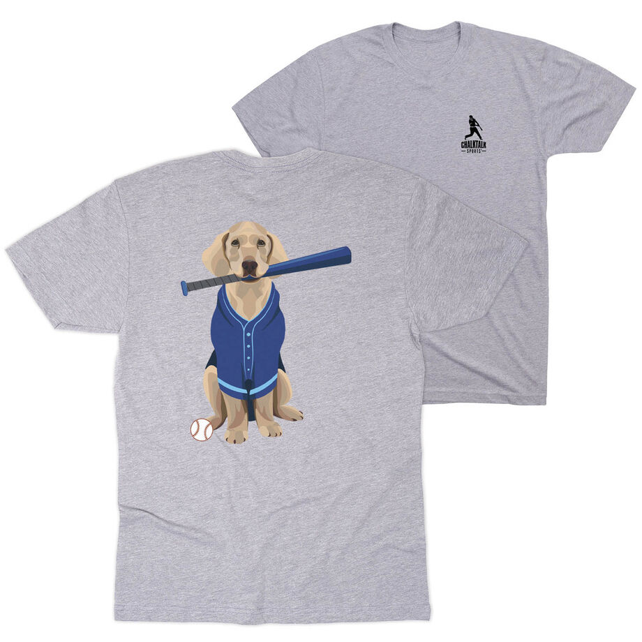 Baseball Short Sleeve T-Shirt - Dinger the Baseball Dog (Back Design)
