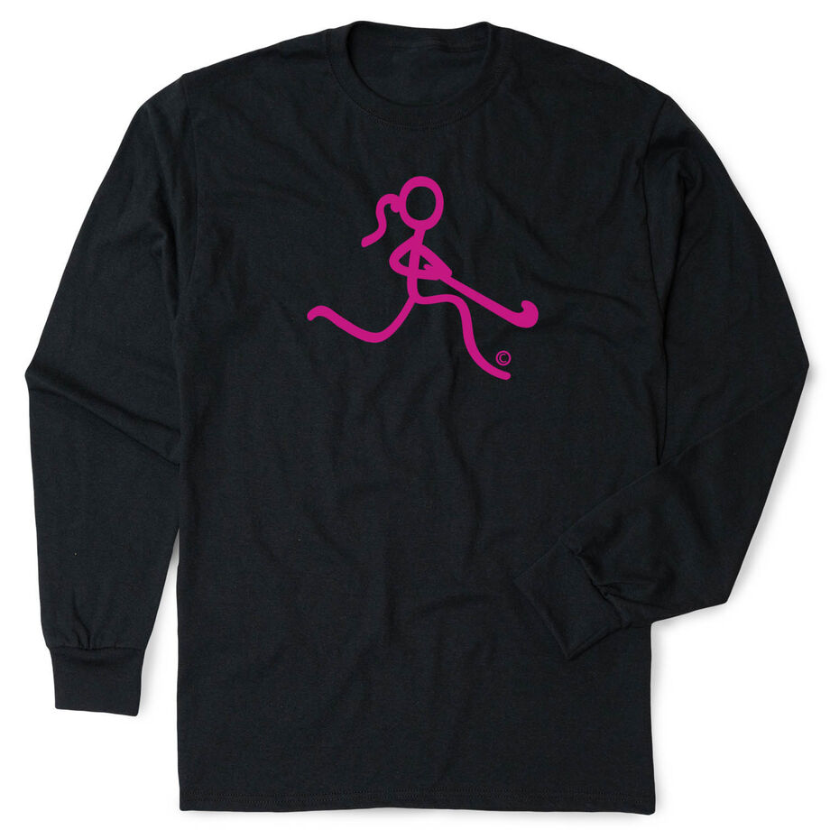 Field Hockey Tshirt Long Sleeve - Neon Field Hockey Girl