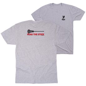 Guys Lacrosse Short Sleeve T-Shirt - Fear The Stick (Back Design)