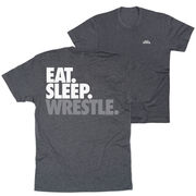 Wrestling Short Sleeve T-Shirt - Eat Sleep Wrestle (Stack) (Back Design)