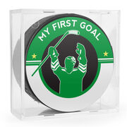 Personalized My First Goal (Write In) Hockey Puck