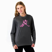 Hockey Long Sleeve Performance Tee - Neon Hockey Girl
