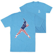 Softball Short Sleeve T-Shirt - Softball Stars and Stripes Player (Back Design)