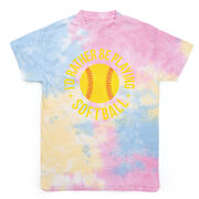 Softball Short Sleeve T-Shirt - Rather Be Playing Softball Distressed Tie Dye