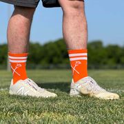 Guys Lacrosse Woven Mid-Calf Socks - Retro Crossed Sticks (Orange/White)