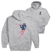 Guys Lacrosse Hooded Sweatshirt - American Flag Silhouette Lacrosse (Back Design)