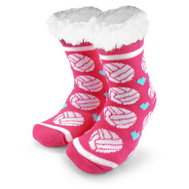 Volleyball Slipper Socks with Sherpa Lining