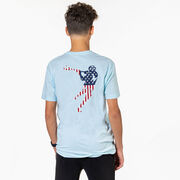 Guys Lacrosse Short Sleeve T-Shirt - American Flag Silhouette (Back Design)