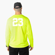 Guys Lacrosse Long Sleeve Performance Tee - Riley The Lacrosse Dog