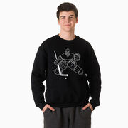 Hockey Crewneck Sweatshirt - Hockey Goalie Sketch