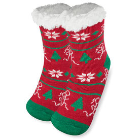 Running Slipper Socks with Sherpa Lining (Christmas)