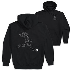 Soccer Hooded Sweatshirt - Soccer Girl Player Sketch (Back Design)