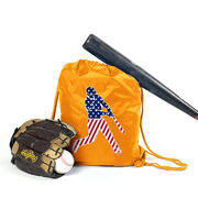 Baseball Drawstring Backpack - Baseball Stars and Stripes Player
