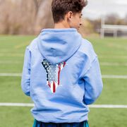 Guys Lacrosse Hooded Sweatshirt - Patriotic Stick (Back Design)