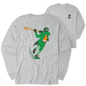 Guys Lacrosse Tshirt Long Sleeve - Lacrosse Leprechaun (Back Design)