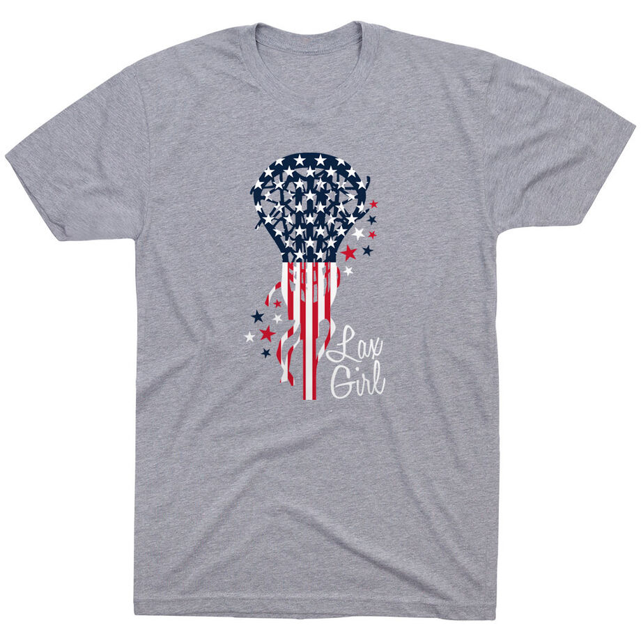 Girls Lacrosse Short Sleeve T-Shirt - Patriotic Lax Girl
