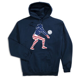 Volleyball Hooded Sweatshirt - Volleyball Stars and Stripes Player