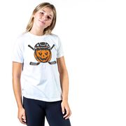 Hockey Short Sleeve T-Shirt - Helmet Pumpkin