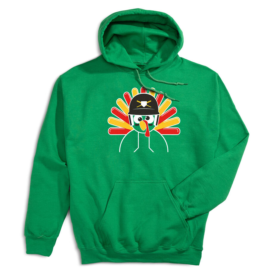 Baseball/Softball Hooded Sweatshirt - Goofy Turkey Player - Personalization Image