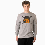 Baseball Tshirt Long Sleeve - Helmet Pumpkin