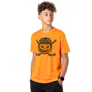 Hockey Short Sleeve T-Shirt - Helmet Pumpkin