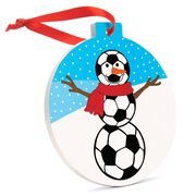 Soccer Round Ceramic Ornament -Soccer Snowman