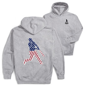 Baseball Hooded Sweatshirt - Baseball Stars and Stripes Player (Back Design)