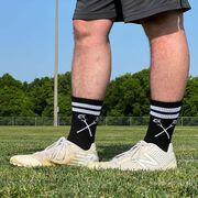 Guys Lacrosse Woven Mid-Calf Socks - Retro Crossed Sticks (Black/White)