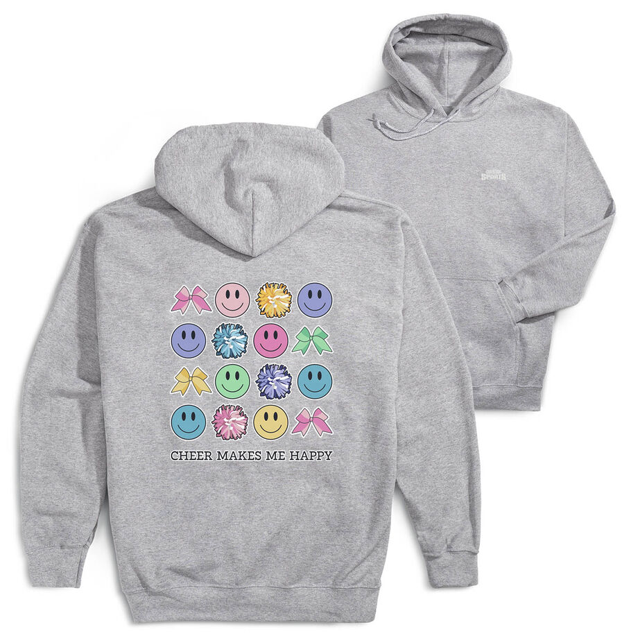 Cheerleading Hooded Sweatshirt - Cheer Makes Me Happy (Back Design)