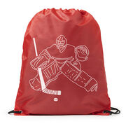 Hockey Drawstring Backpack - Hockey Goalie Sketch