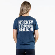 Hockey Short Sleeve T-Shirt - Hockey Is My Favorite Season (Back Design)