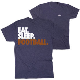 Football Short Sleeve T-Shirt - Eat. Sleep. Football. (Back Design) [Adult XXX-Large/Navy] - SS