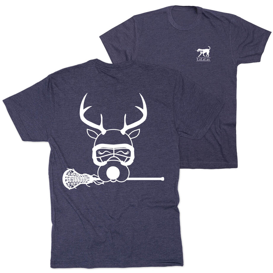 Girls Lacrosse Short Sleeve T-Shirt - Lax Girl Reindeer (Back Design)