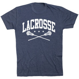 Guys Lacrosse Short Sleeve T-Shirt - Crossed Sticks [Youth Large/Navy] - SS
