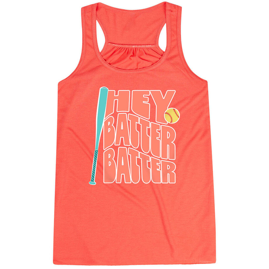 Softball Flowy Racerback Tank Top - Hey Batter Batter