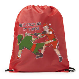 Guys Lacrosse Drawstring Backpack - Checking It Twice Lacrosse