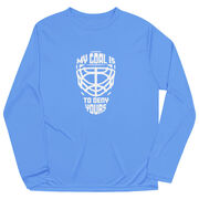 Hockey Long Sleeve Performance Tee - My Goal is to Deny Yours Goalie Mask