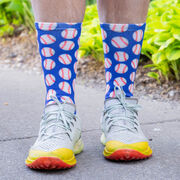 Baseball Graphic Flex Mid-Calf Socks - Pop Fly