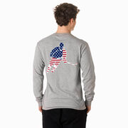 Hockey Tshirt Long Sleeve - Hockey Stars and Stripes Player (Back Design)