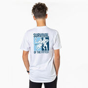 Guys Lacrosse Short Sleeve T-Shirt - Survival of the Fittest (Back Design)