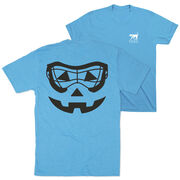Girls Lacrosse Short Sleeve Tee - Lacrosse Goggle Pumpkin Face (Back Design)