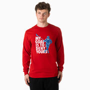 Guys Lacrosse Tshirt Long Sleeve - My Goal Is To Deny Yours Defenseman