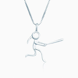 Silver Softball Girl (Stick Figure) Necklace