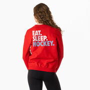 Hockey Crewneck Sweatshirt - Eat Sleep Hockey (Bold) (Back Design)