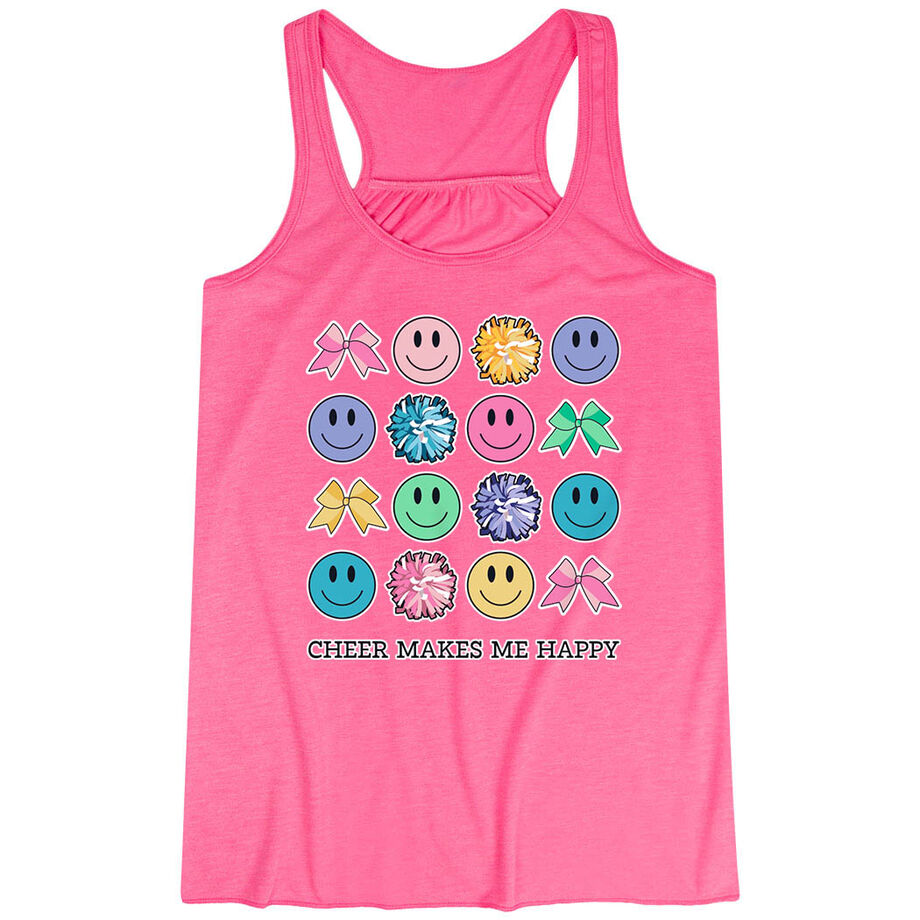  Cheerleading Flowy Racerback Tank Top - Cheer Makes Me Happy